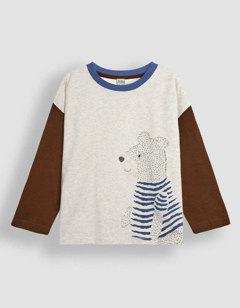 Boys Bear Print Top - Beige