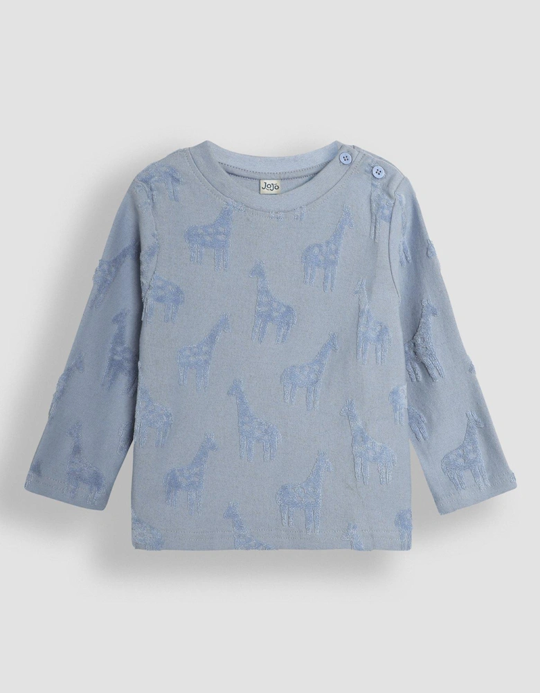 Boys Giraffe Textured Top - Blue