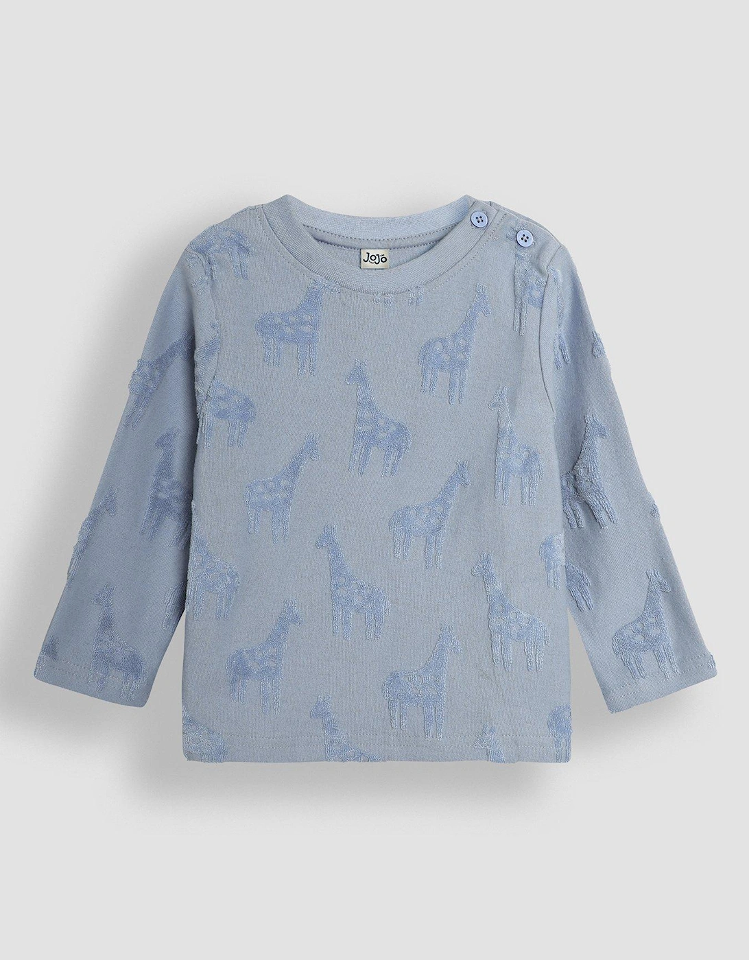 Boys Giraffe Textured Top - Blue, 4 of 3