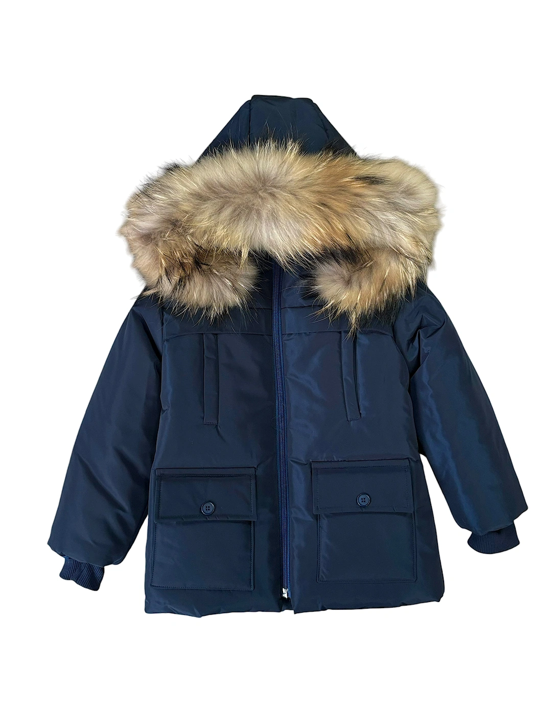 Navy Fur Trim Parka Coat, 3 of 2