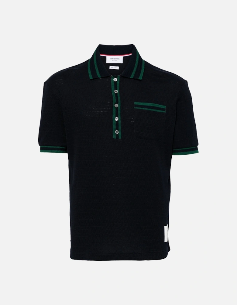 Short Sleeve Rib Cuff Polo Navy