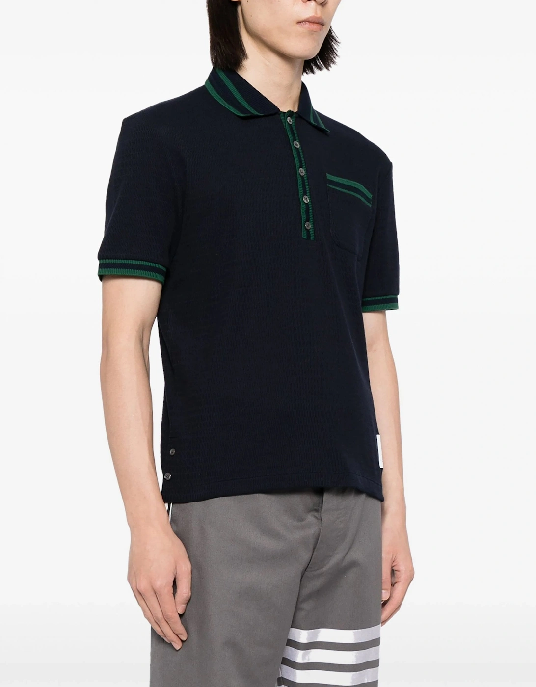 Short Sleeve Rib Cuff Polo Navy