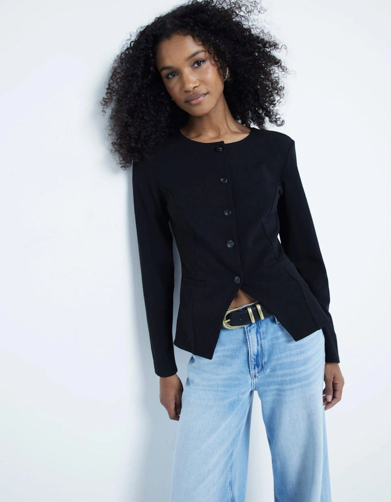 Tailored Button Jacket - Black