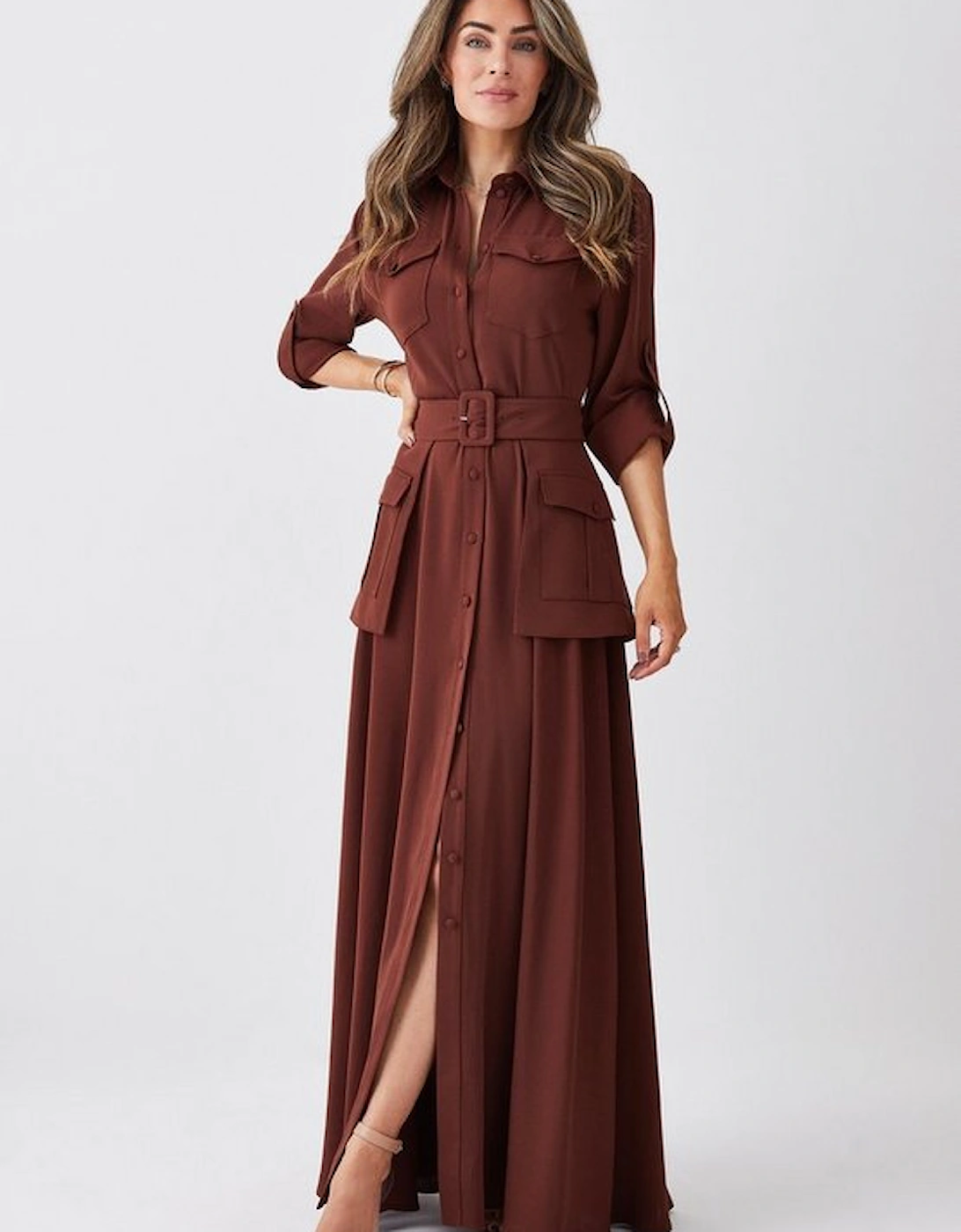 Lydia Millen Soft Tailored Belted Maxi Shirt Dress, 2 of 1
