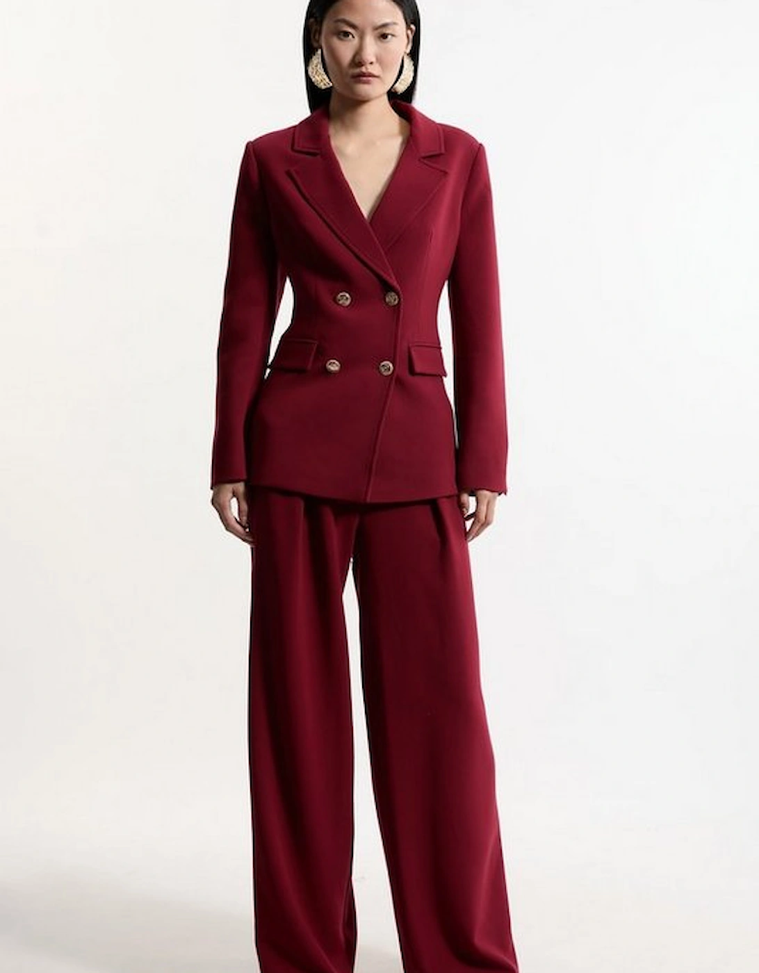 Compact Stretch Essential Tailored High Waist Wide Leg Trouser, 5 of 4