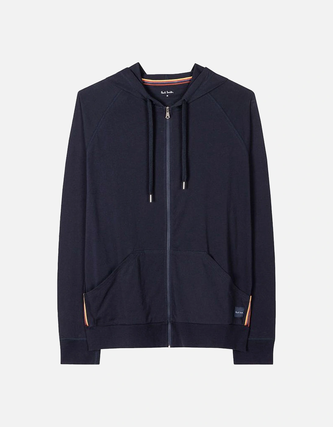 Cotton Jersey Zip Lounge Hoodie, Navy, 4 of 3