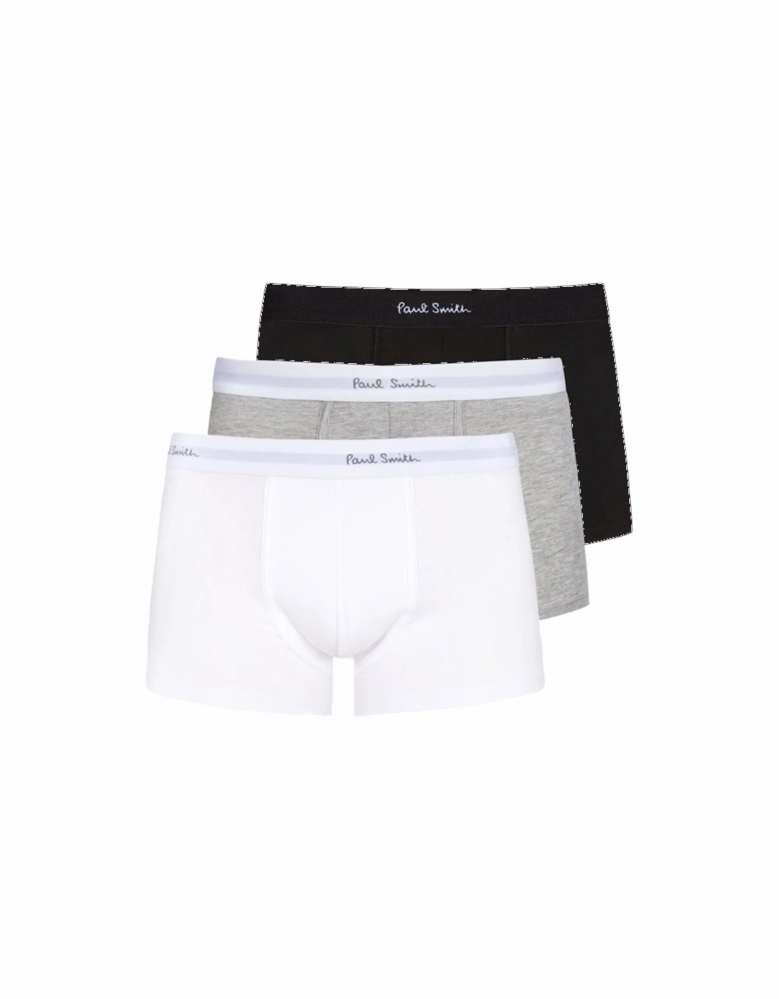 3-Pack Plain Mix Boxer Trunks, Black/Grey/White, 5 of 4