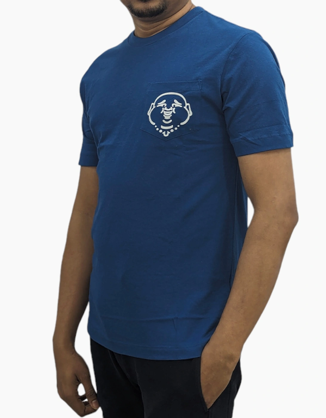 True Religion Men's True Religion 107699 Mens T Shirts Short Sleeve Buddha Summer Crew Neck Tee NEW - Navy
