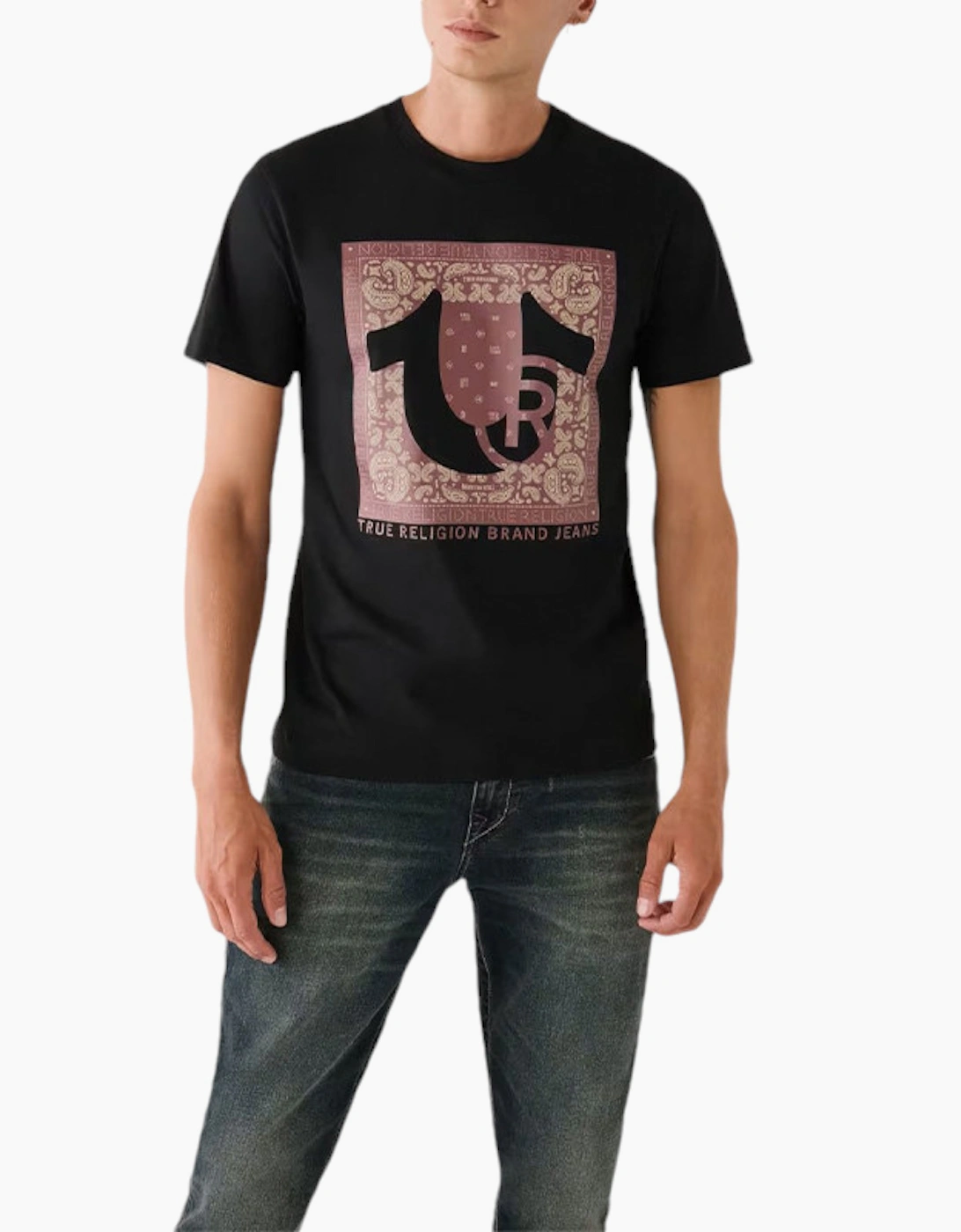 True Religion Men's True Religion 107697 Mens T Shirts Short Sleeve Buddha Soft Summer Crew Neck Tee - Black