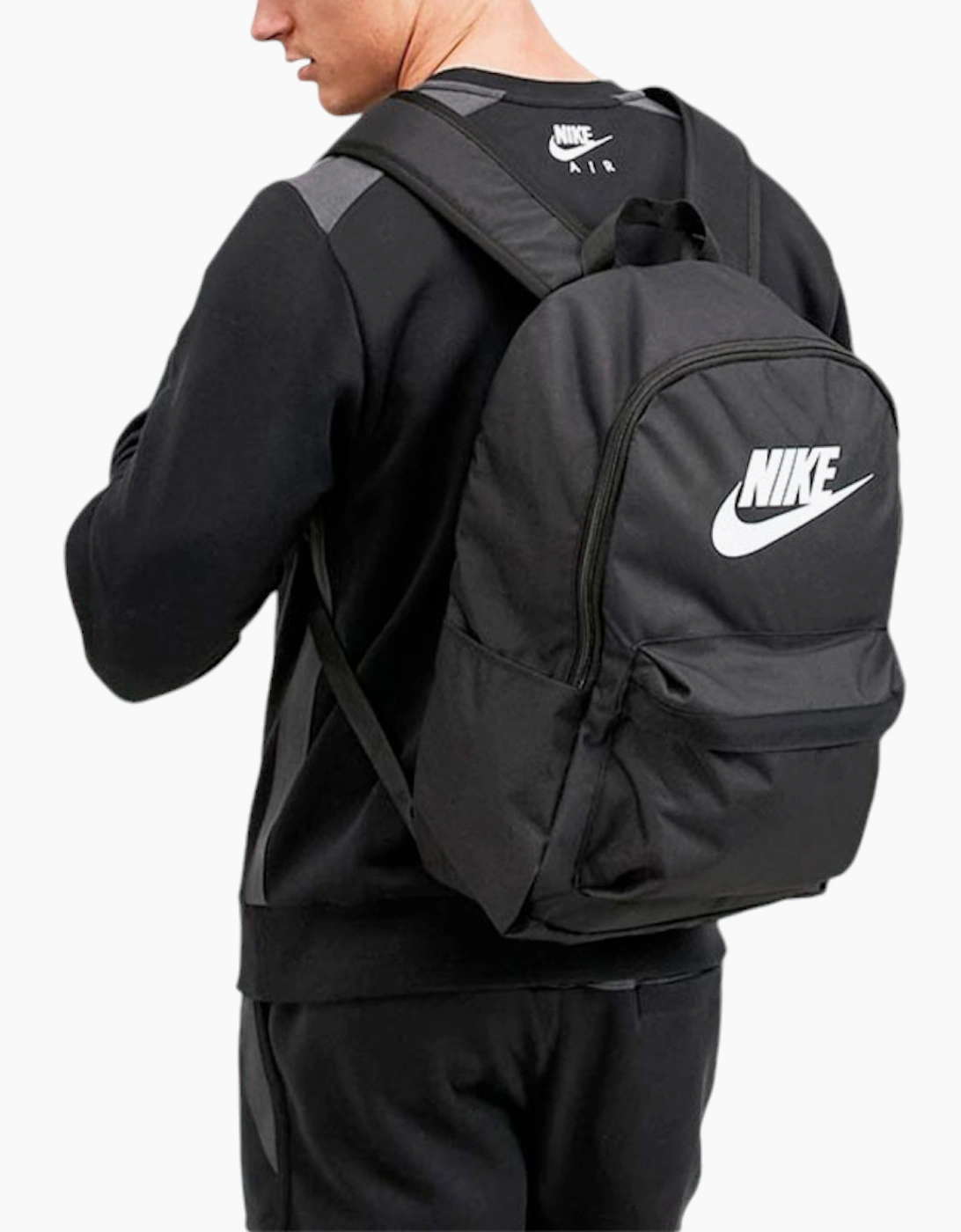 Men's NIKE Heritage Sports Backpack Travel Rucksack Black Adjustable Shoulder Straps