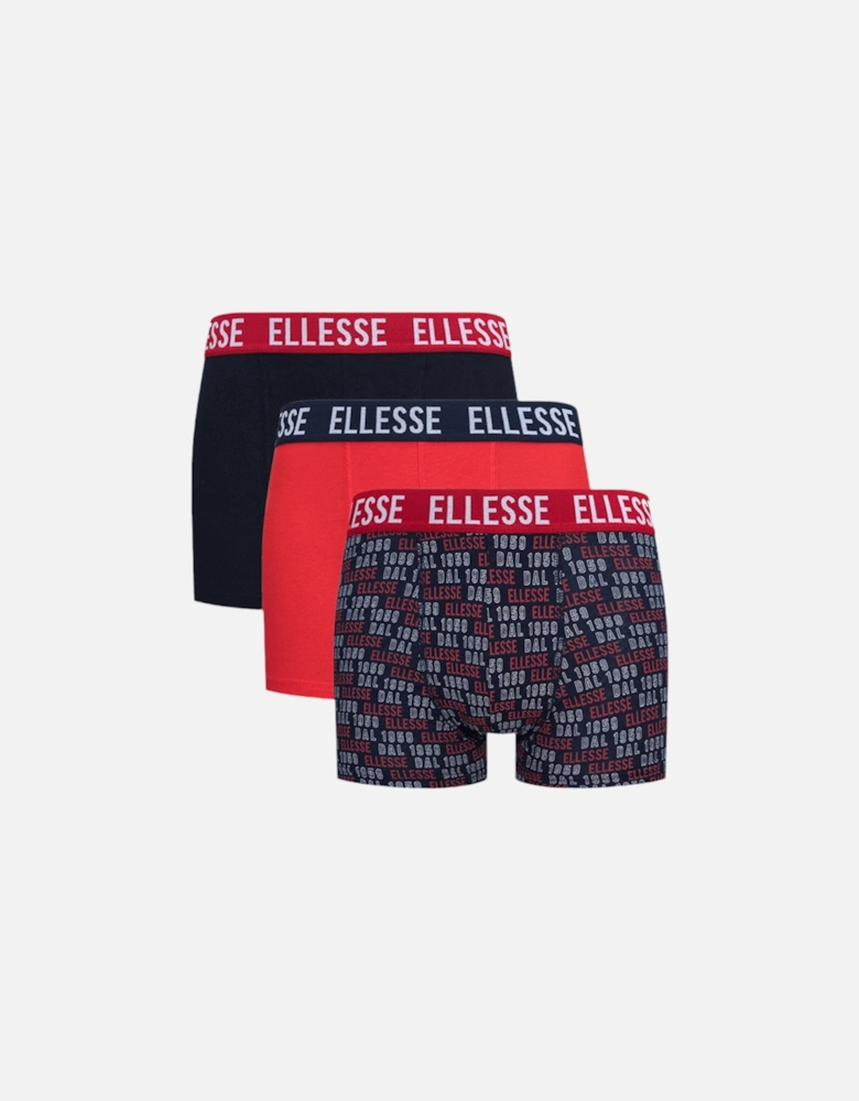 Mens Boxer Trunks Short 3 Pack Stretch Cotton Regular Underwear Red Navy