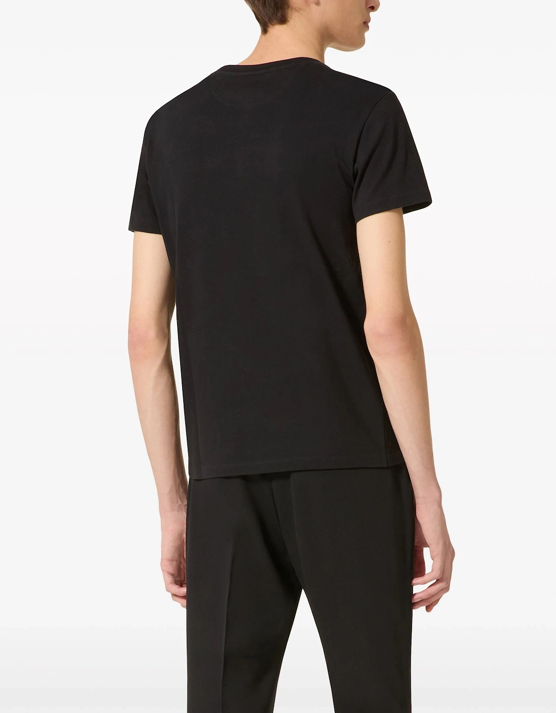 White Bold VLTN Print Logo T-Shirt in Black