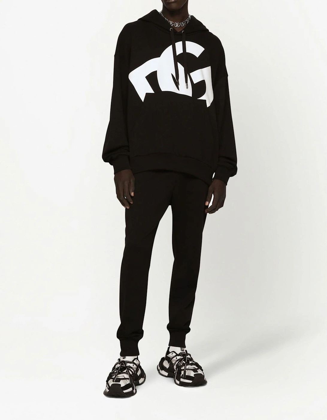 Jersey DG Printed Hoodie in Black