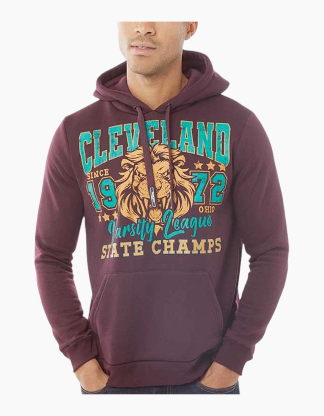 Brave Soul Men's Red Hoodie Fleece Hooded Pullover Sweatshirt Printed Hoody Jumper  38 M