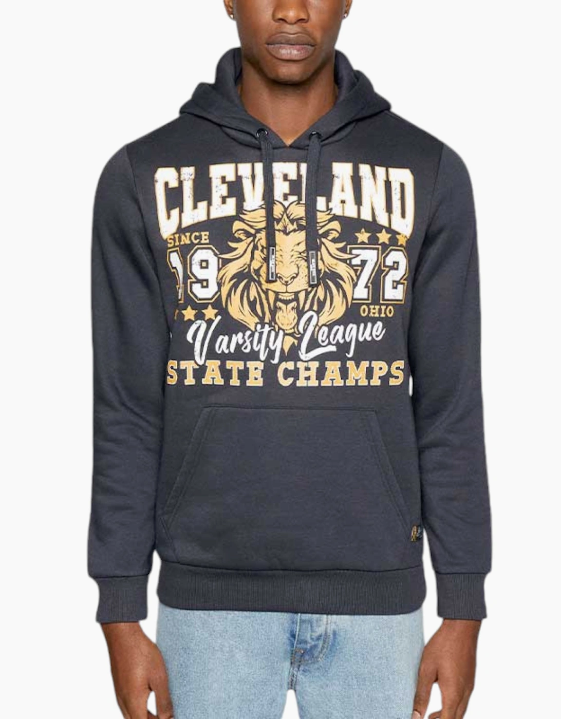 Brave Soul Men's Navy Hoodie Fleece Hooded Pullover Sweatshirt Printed Hoody Jumper  38 M