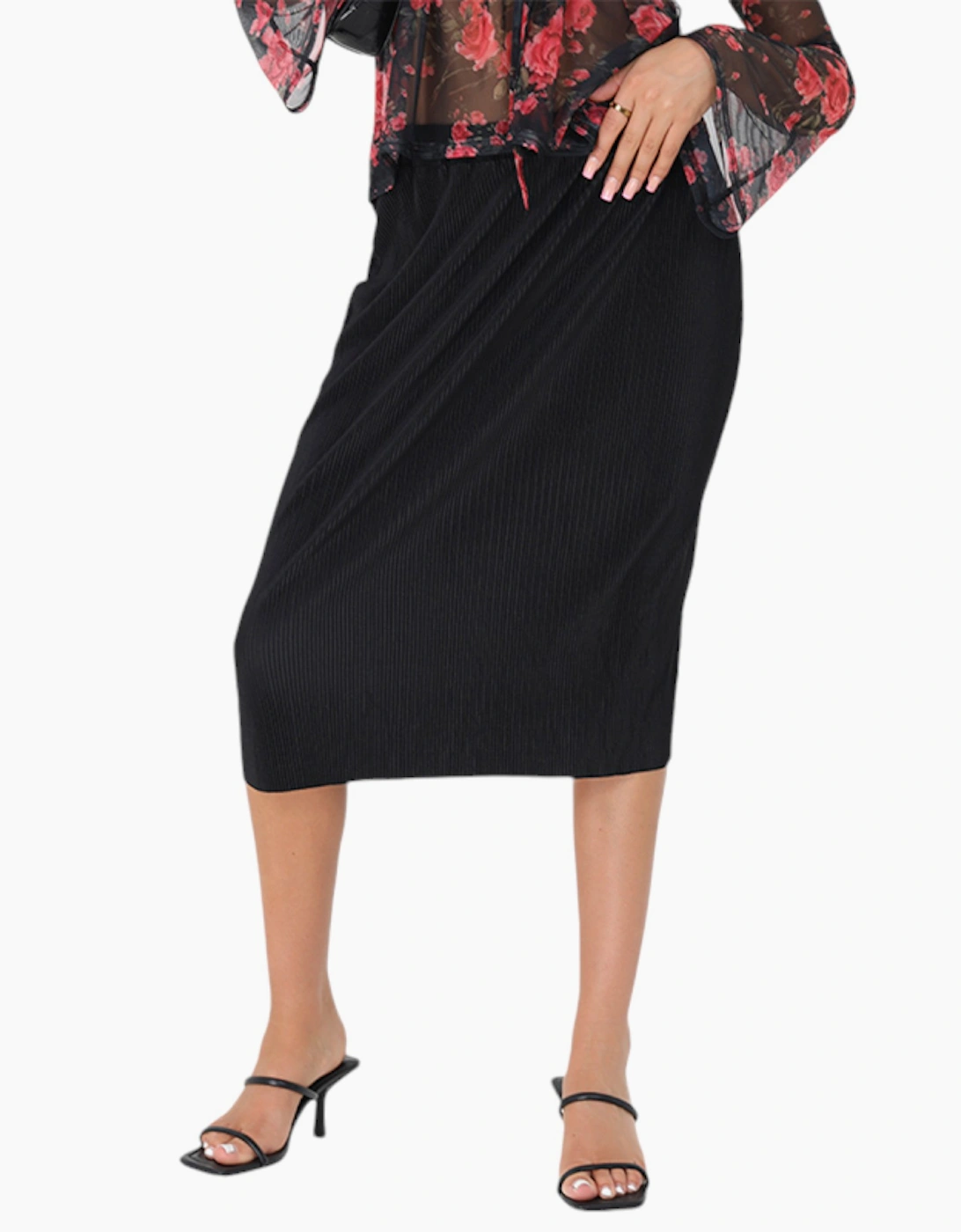 Women's BRAVE SOUL ELLE Womens Midi Skirts Elasticated Waist Ladies Casual Bottom Black - Size: 8