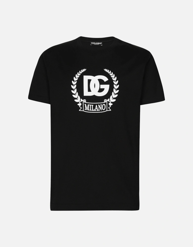 DG-print Stretch-cotton T-shirt Black