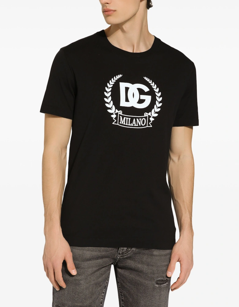 DG-print Stretch-cotton T-shirt Black