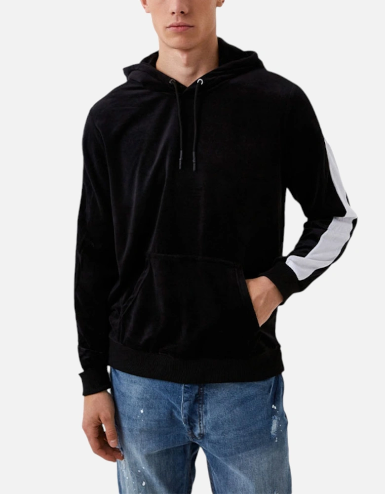 Mens Hoodies Long Sleeve Pullover Velvet Black Tops Hooded Sweatshirt