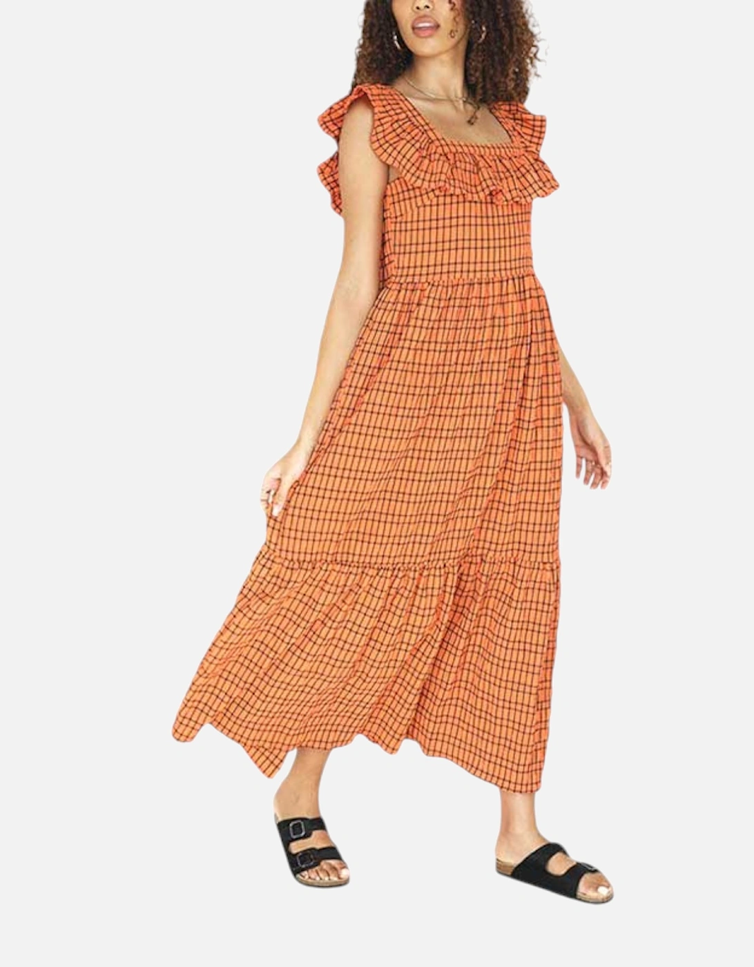 BRAVE SOUL CARLA Women Long Dress Checked Summer Holiday Ladies Beach Maxi Dress