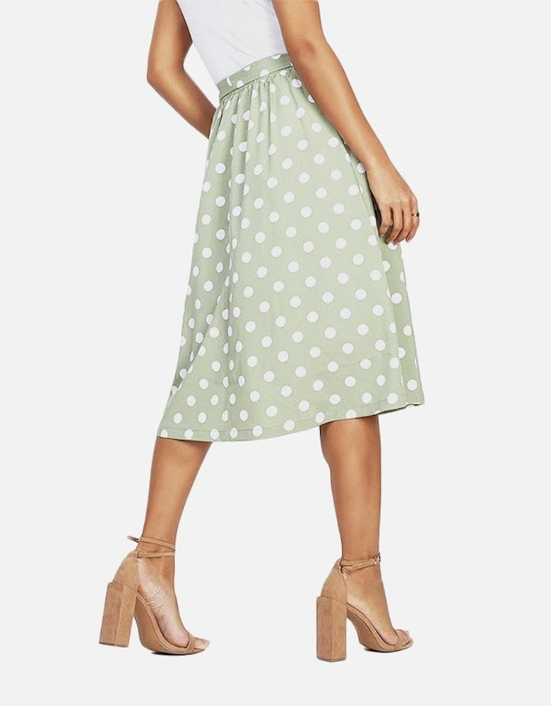 MORA Womens Midi Skirts Stretchy Ladies Polka Dot Print Casual Bottom