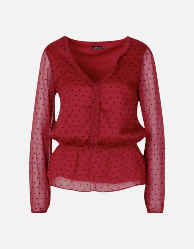 BRAVE SOUL HEART Womens Tops Long Sleeve V Neck Ladies Ruffle Casual Blouse Tee