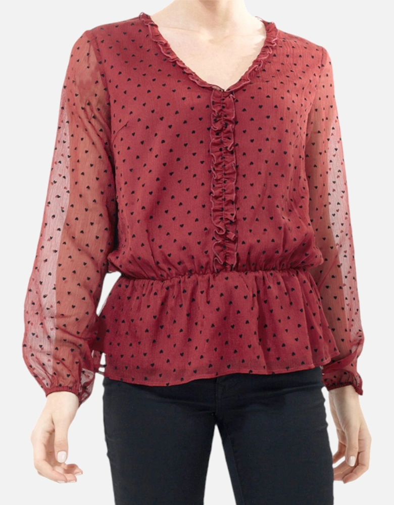 BRAVE SOUL HEART Womens Tops Long Sleeve V Neck Ladies Ruffle Casual Blouse Tee