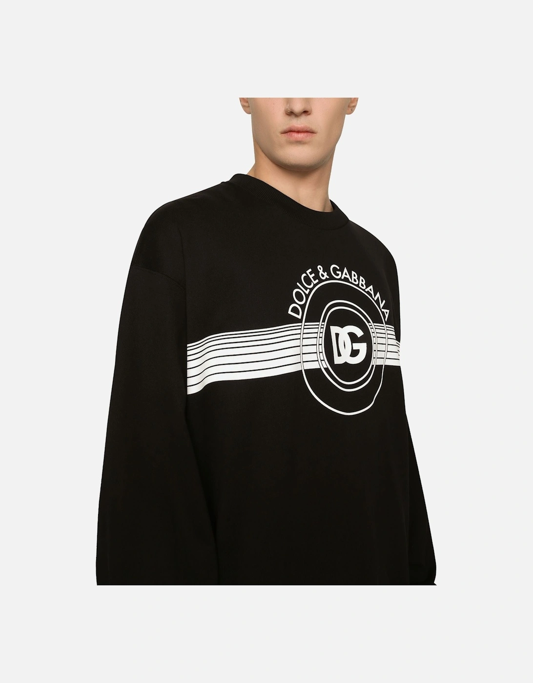 Jersey DG Logo Print Black Sweatshirt