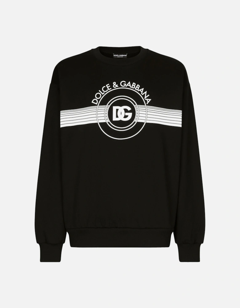 Jersey DG Logo Print Black Sweatshirt