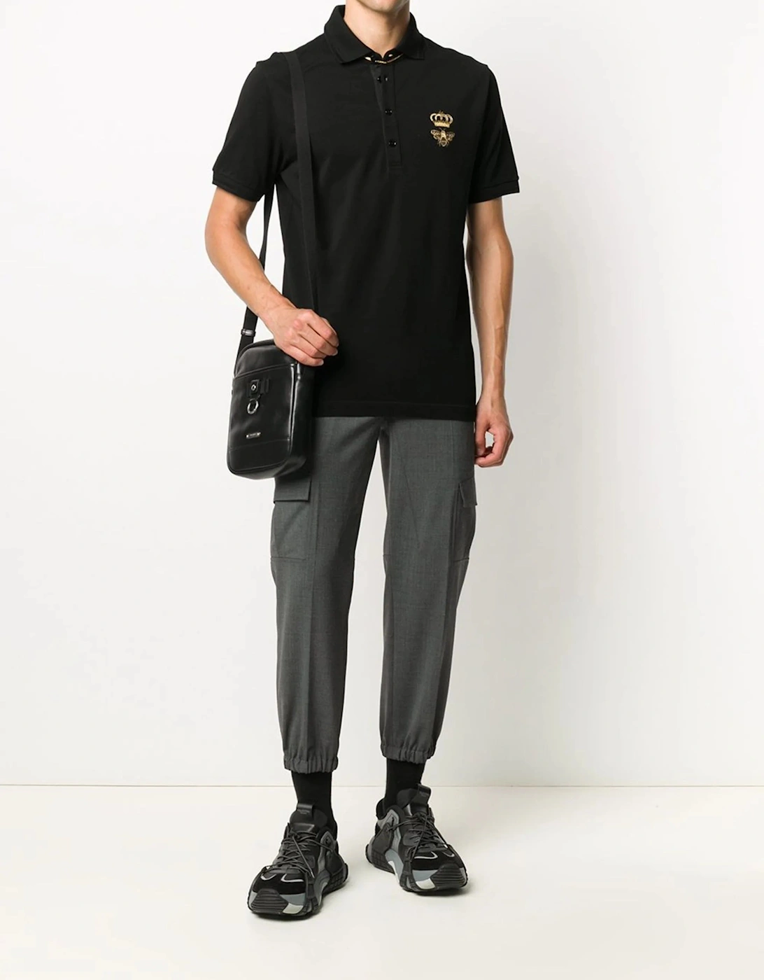 Men's Embroidery Piquet Polo Black