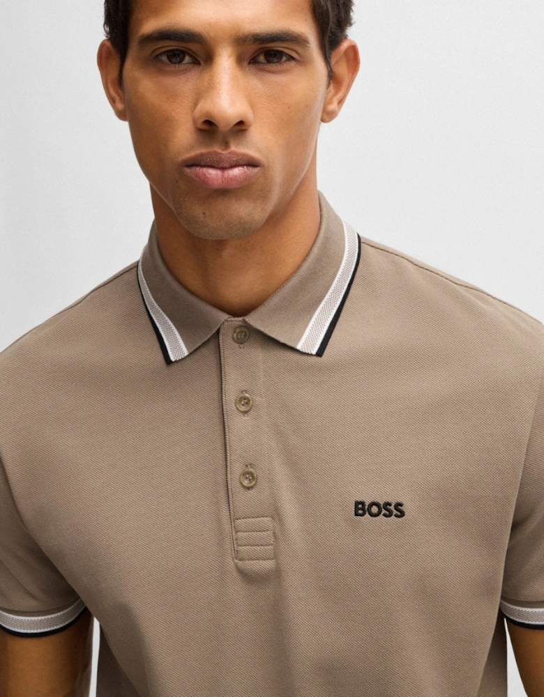 BOSS Green Paddy Mens Cotton-Piqué Polo Shirt with Contrast Logo