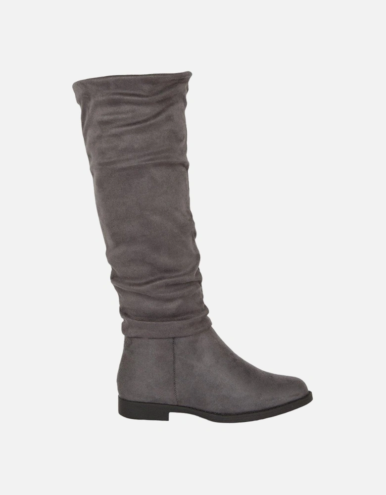 Womens/Ladies Karina Ruched Flat Knee-High Boots