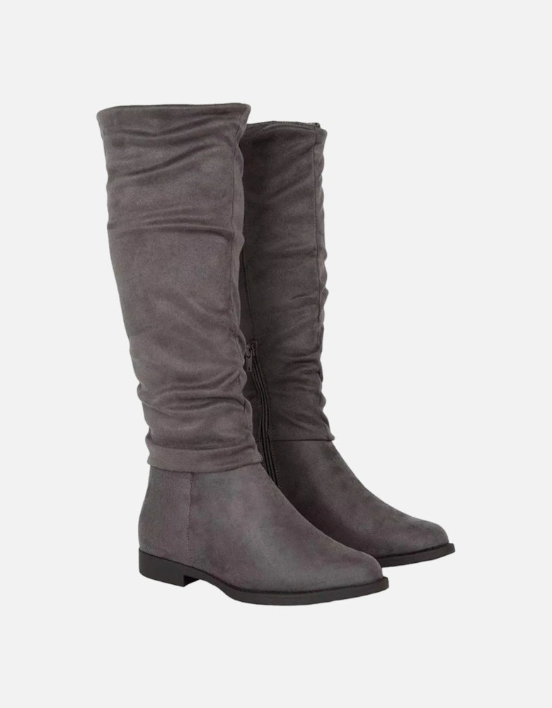 Womens/Ladies Karina Ruched Flat Knee-High Boots