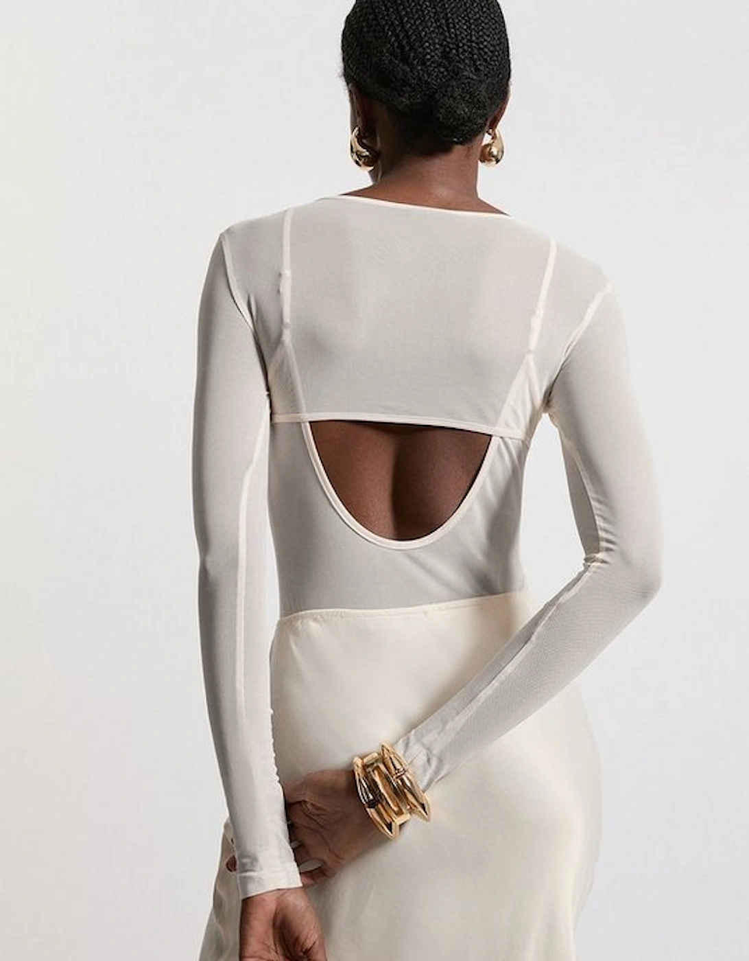 Double Layered Cut Out Mesh Bodysuit