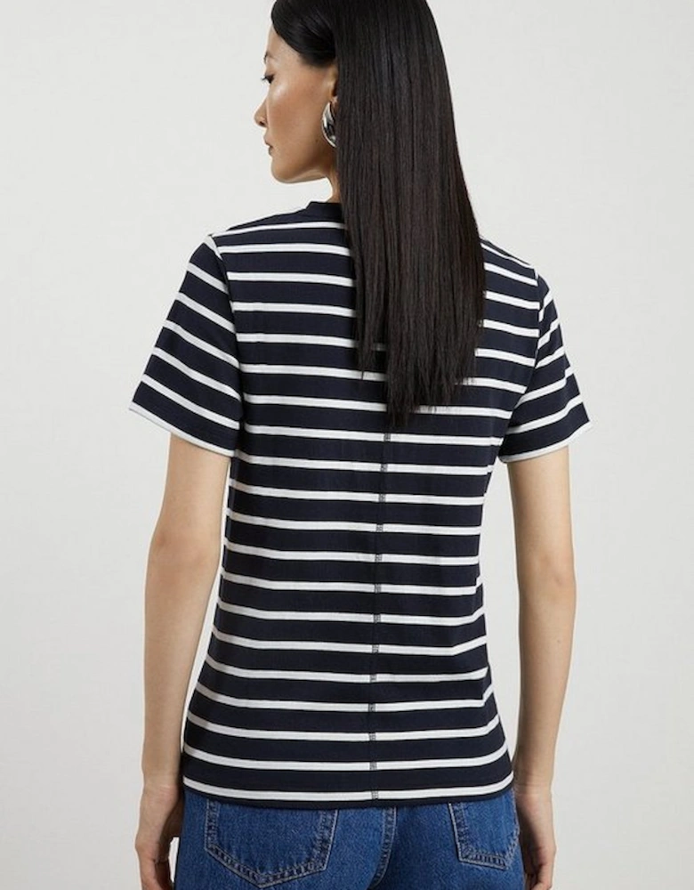 Stripe Stretch Cotton Jersey T Shirt