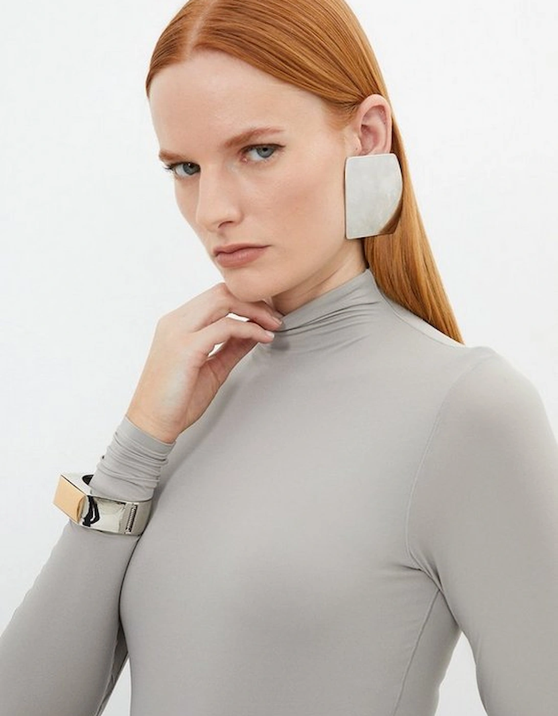 Contour Jersey High Neck Long Sleeve Bodysuit