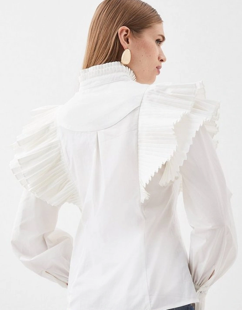 Pleated Ruffle Woven Shirt