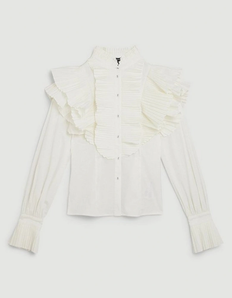 Pleated Ruffle Woven Shirt