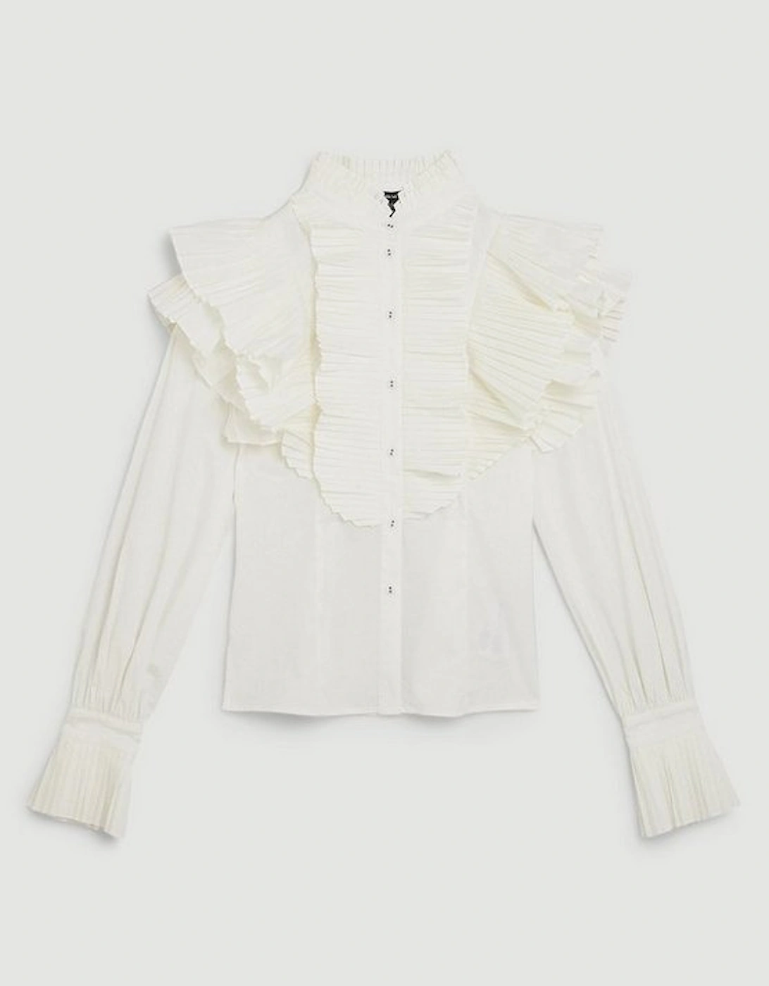 Pleated Ruffle Woven Shirt