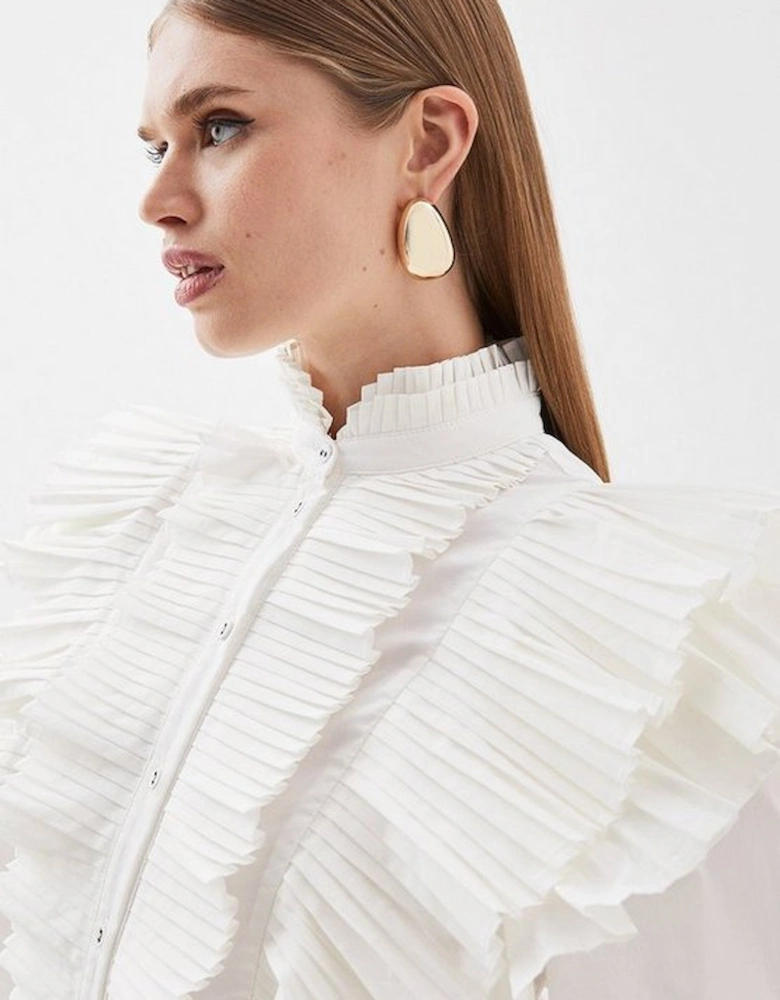 Pleated Ruffle Woven Shirt