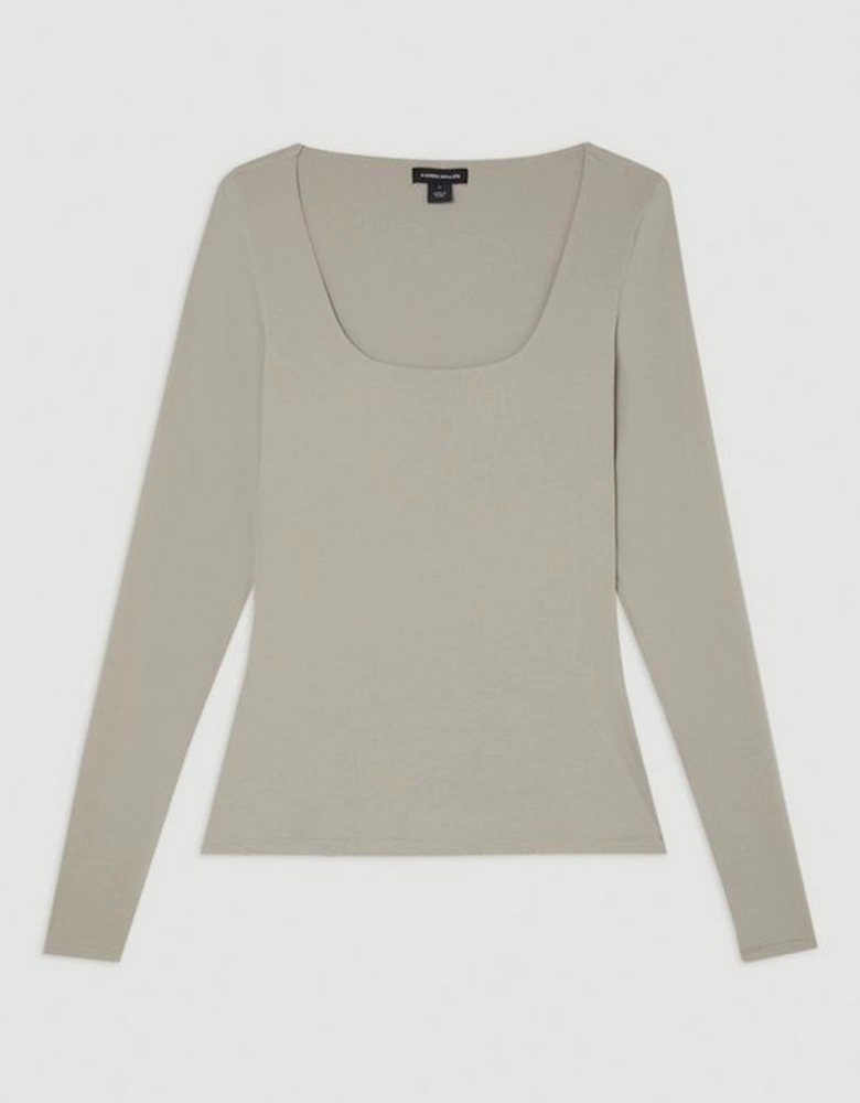 Contour Jersey Square Neck Long Sleeve Top