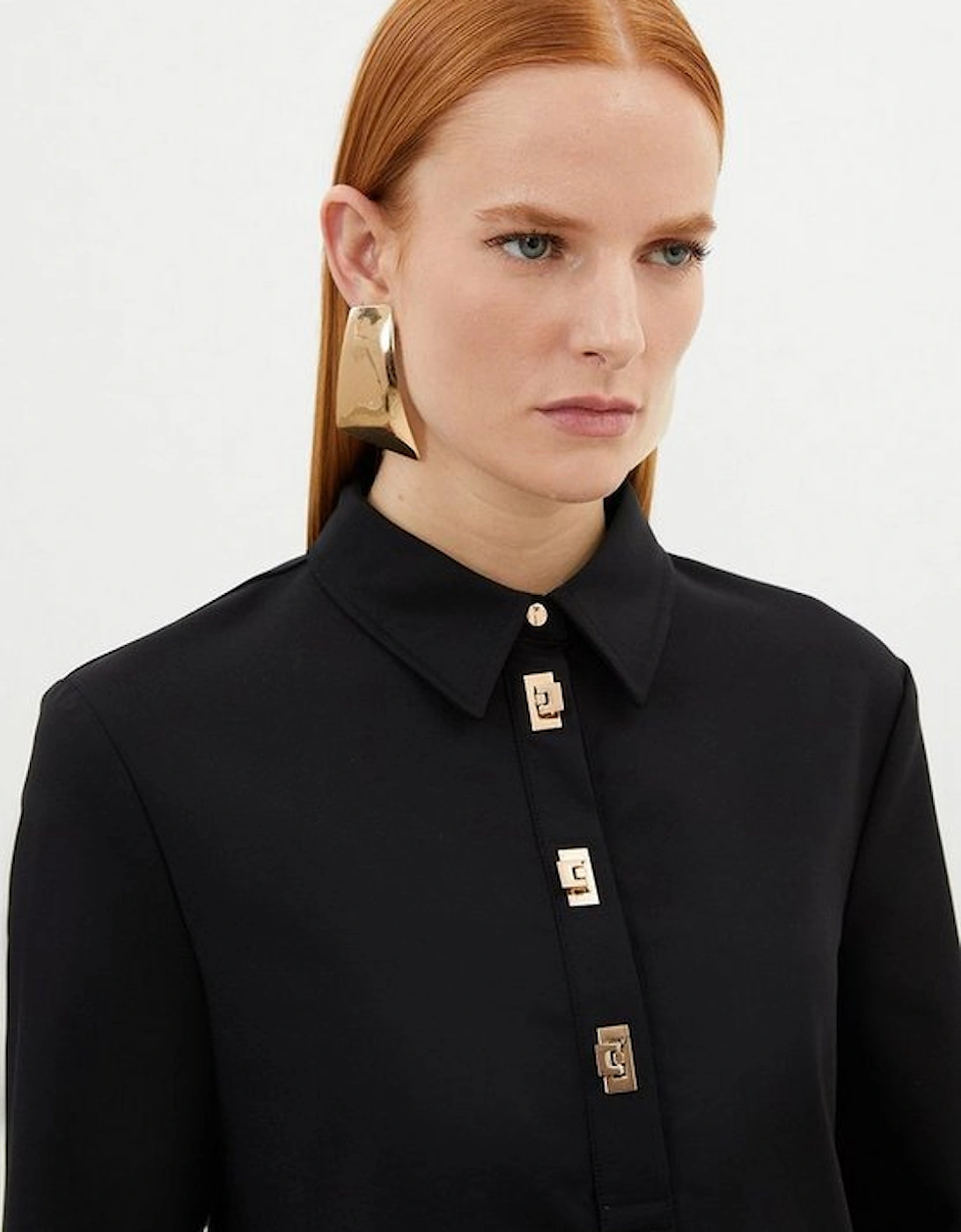 Techno Cotton Woven Shirt With Gold Clasp