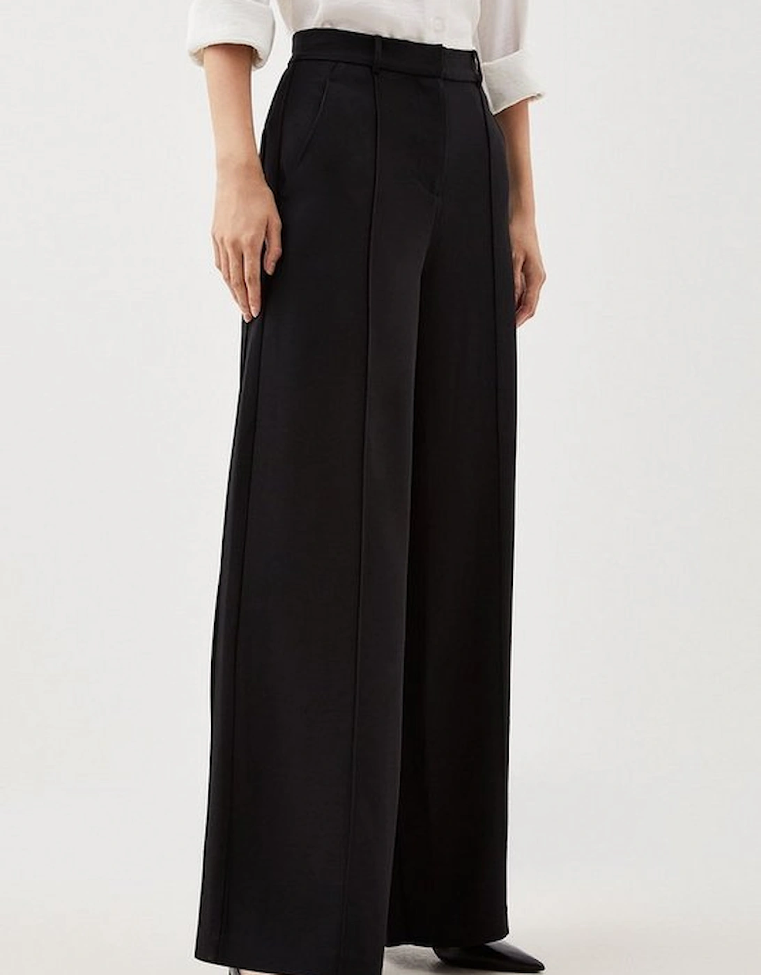 Premium Woven Viscose Crepe Wide Leg Trouser