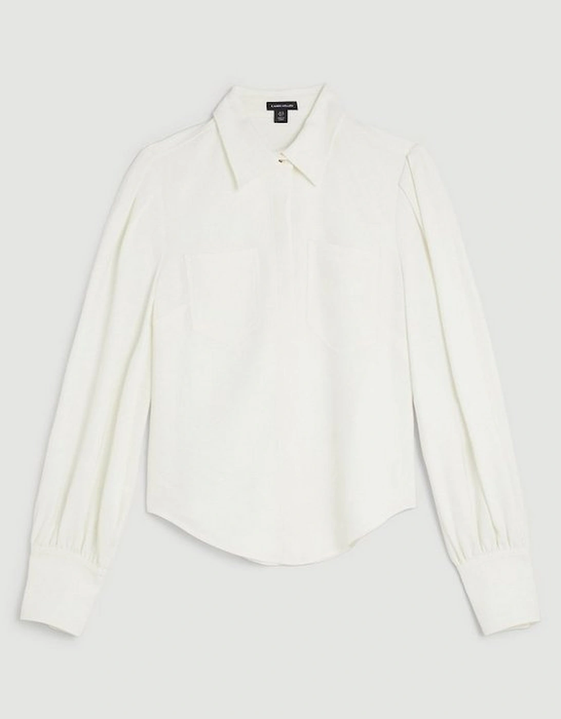 Viscose Crepe Statement Sleeve Collared Blouse