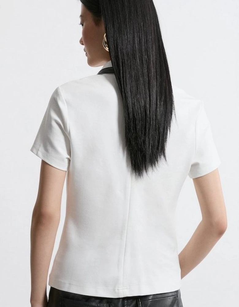 Ponte And Pu Zip Detail Top