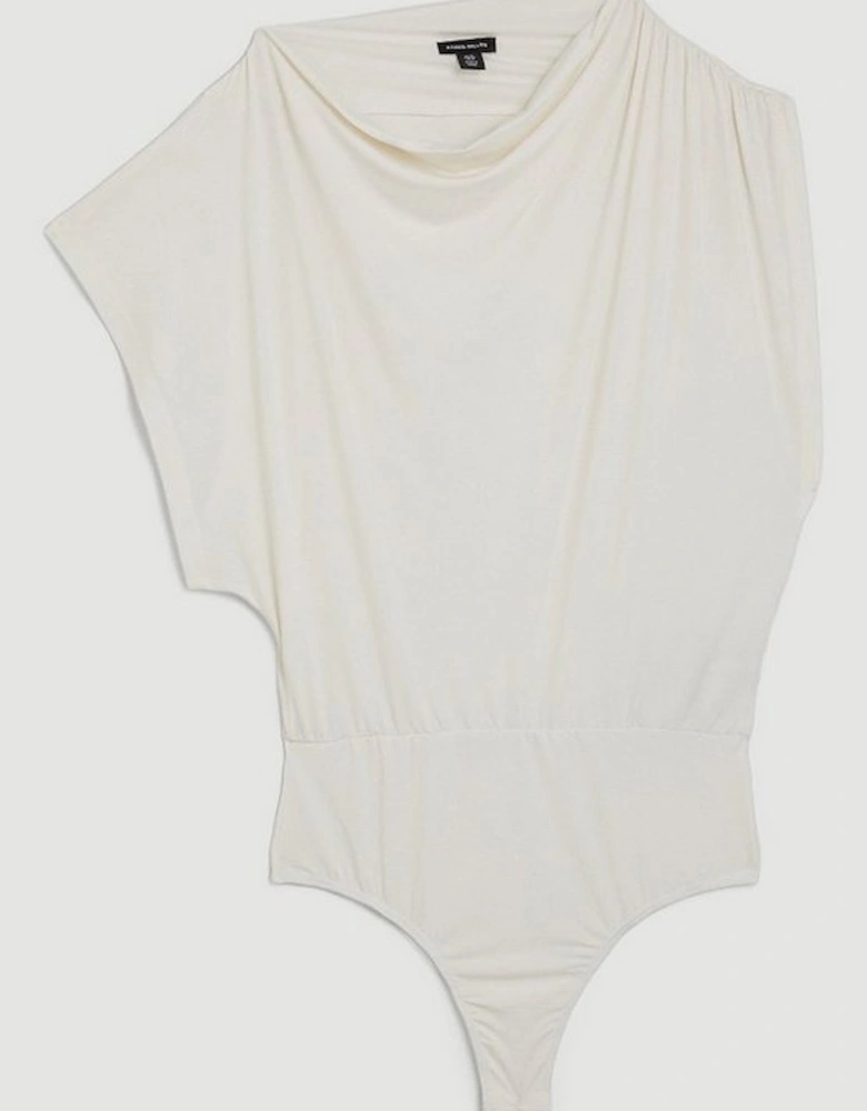 Draped Shoulder Trim Jersey Bodysuit