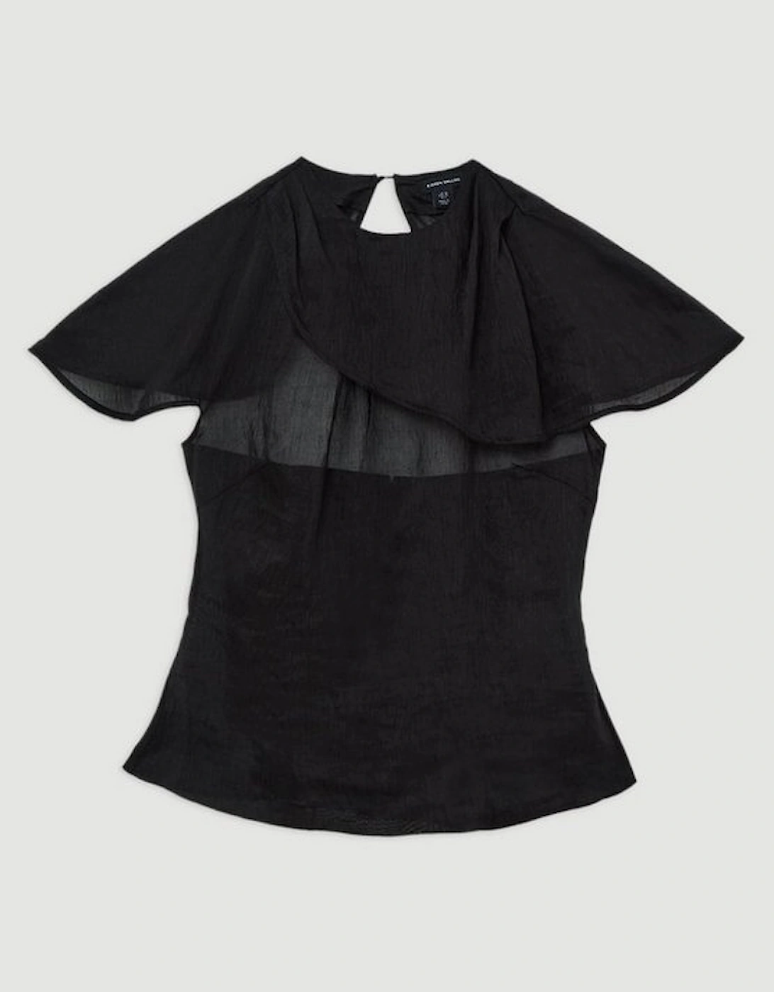 Slub Organdie Drape Shoulder Woven Top