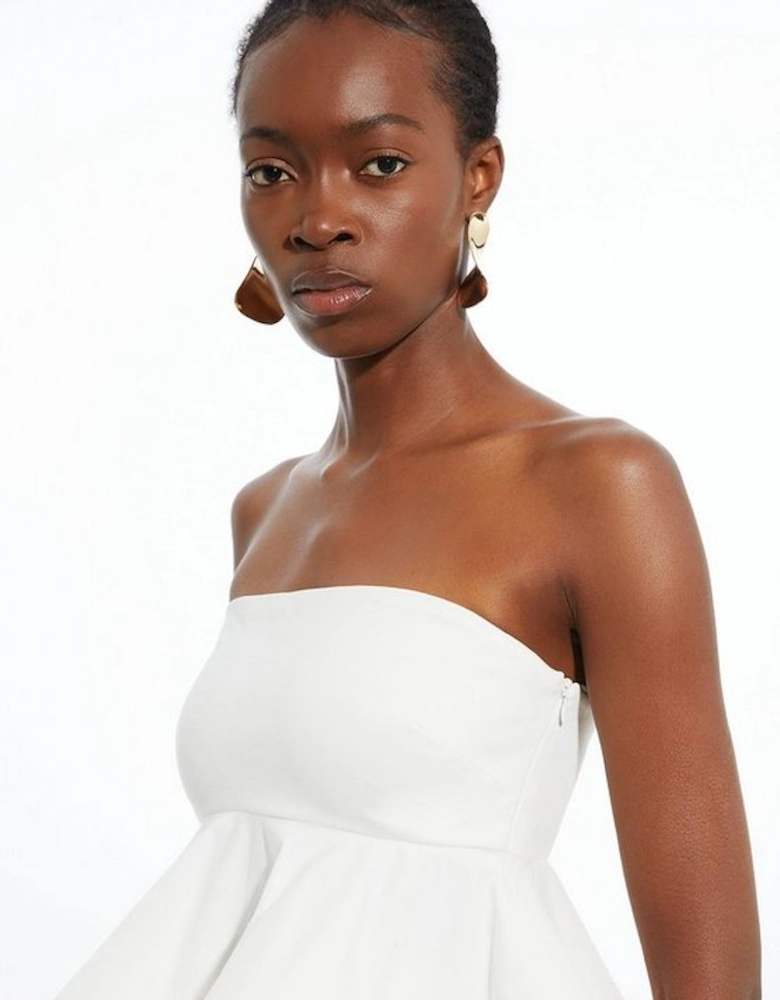 Ruffle Hem Ponte And Cotton Jersey Bandeau Top