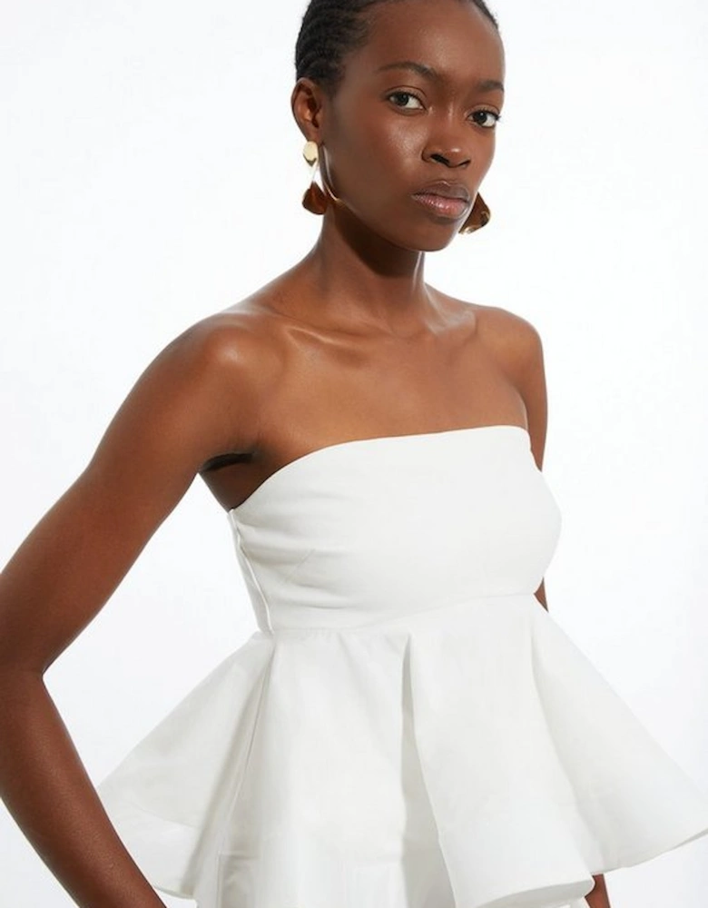 Ruffle Hem Ponte And Cotton Jersey Bandeau Top
