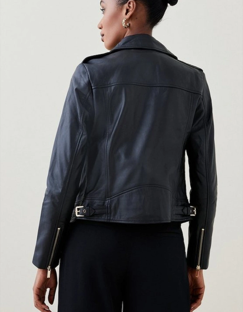 Petite  Military Leather Biker